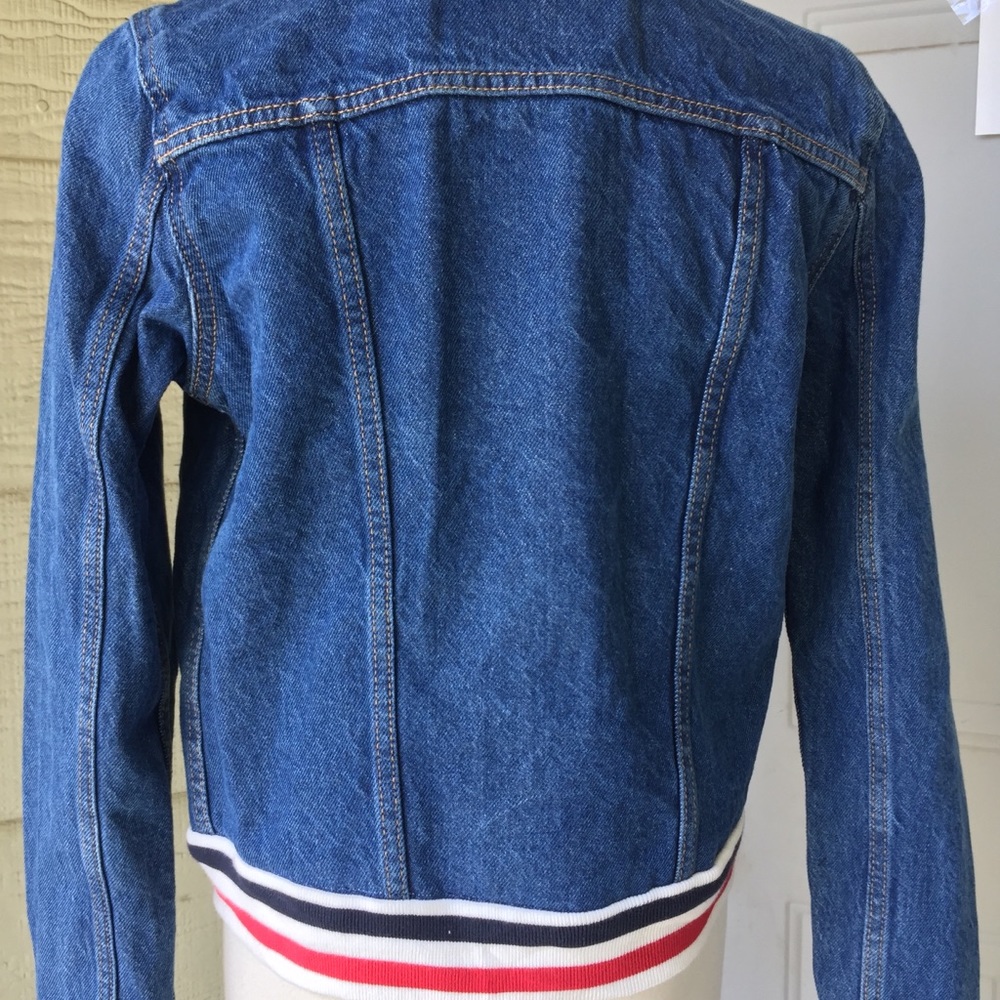 NWT Levi’s Rib Trim Trucker Varsity Denim Jean Jacket Brick/Mortar NEW - Picture 13 of 16
